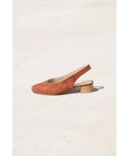 Anne Thomas Michele Slingback Velours Chutney Suede Leather - White