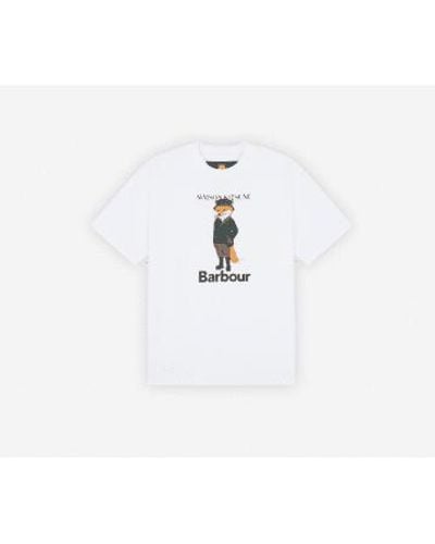 Barbour X Maison Kitsune Beaufort Fox T Shirt - Bianco