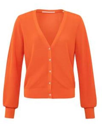 Yaya Cardigan With A V Neck Long Sleeves And Little Buttons Exotic - Arancione