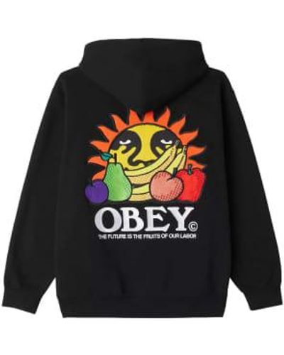 Obey Our Labour Hooded Sweat S - Black