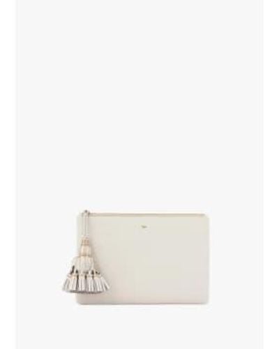 Anya Hindmarch Georgiana Chalk Leather Cutch Bag - White
