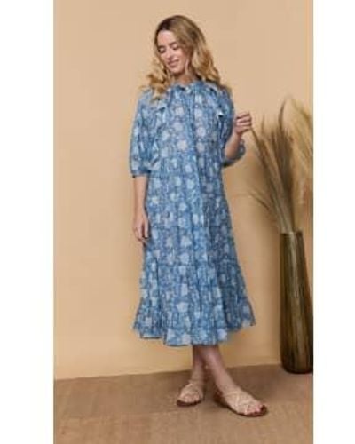 Louizon Mazel Cotton Block Print Dress 0 - Blue