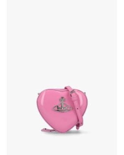 Vivienne Westwood Damen mini heart leder crossbody tasche im rosa patent - Pink