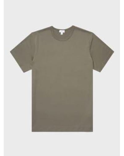 Sunspel Camiseta clásica en caqui - Gris
