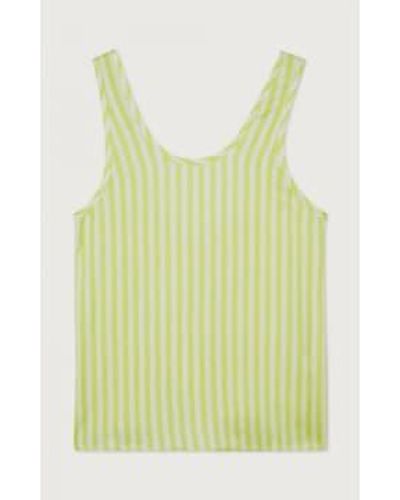 Every Thing We Wear American Vintage Shanning Blouse Top Fluorescent Lime Stripes L - Yellow