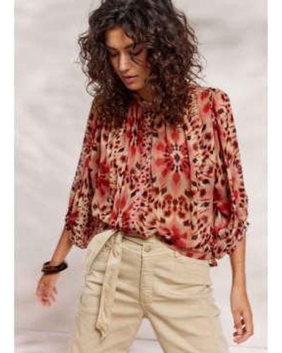 Summum Tie Dye Blouse Bright Coral 38 - Red
