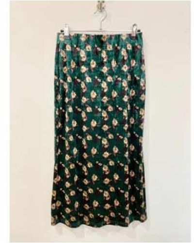 Louche Saro Print Brush Velvet Mini Skirt - Green