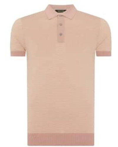 Remus Uomo Contrast Collar Knitted Polo L - Natural