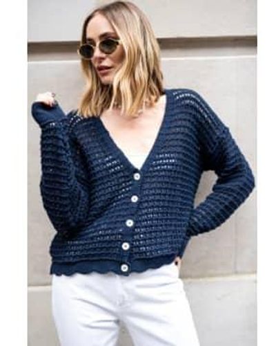 Libby Loves Gia Crochet Cardigan - Blu