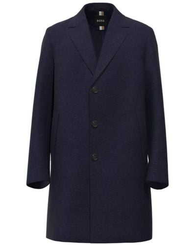 BOSS by HUGO BOSS Dark Blue Wool Overcoat