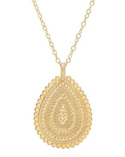 Anna Beck Large Scalloped Teardrop Necklace Plated - Metallic