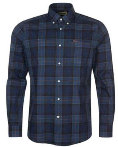 Barbour Wetherham Tailored Shirt Midnight Tartan - Blu