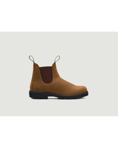 Blundstone Brown Crazy Horse Classic Chelsea Boots - Bianco