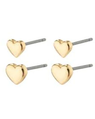 Pilgrim Afroditte Heart 2-in-1 Earrings / Os - Metallic