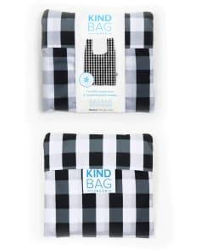 Kind Bag Reusable Medium Shopping Bag Gingham And White Check - Blu