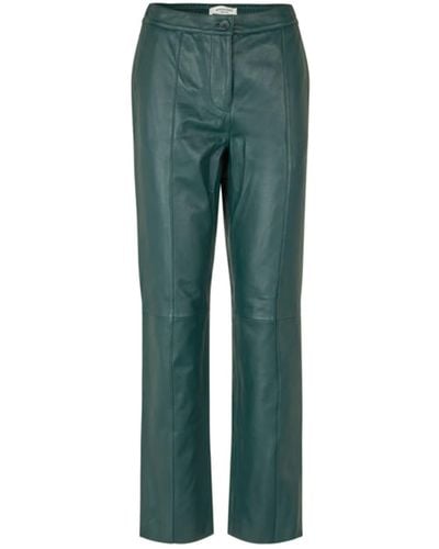 Rosemunde Dark Teal Leather Trousers - Green