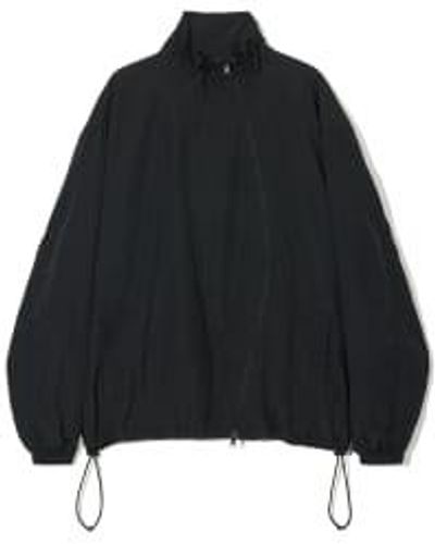 PARTIMENTO Curved Zipper Windbreaker Zip-up Jacket Medium - Black