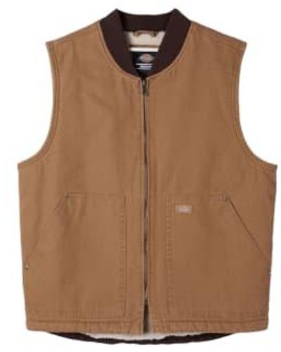 Dickies Gilet Duck Canvas Uomo Stone Washed L - Brown