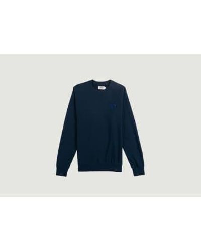 Cuisse De Grenouille Organic Cotton Sweatshirt With Ocean Heart Embroidery Xs - Blue