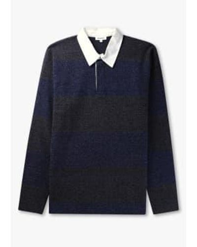 Norse Projects Polo ls rugby en jersey brossé ruben en bleu marine