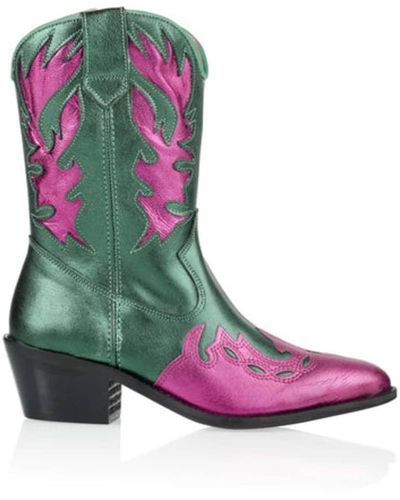 Dwrs Label Green Fuchsia Bella Western Boots - Purple