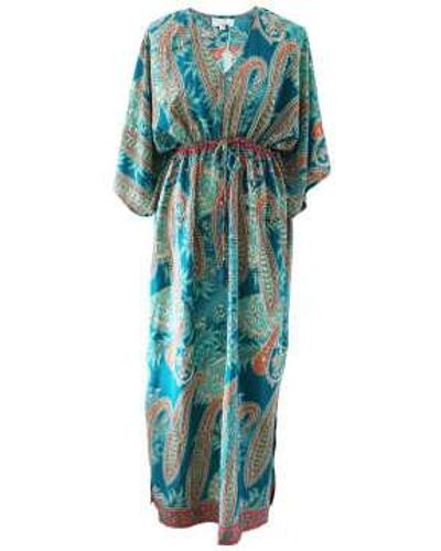 Powell Craft 'aspen' Turquoise Paisley Batwing Dress One Size - Green