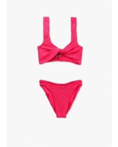 Hunza G Bikini retorcido juno en rosa intenso |
