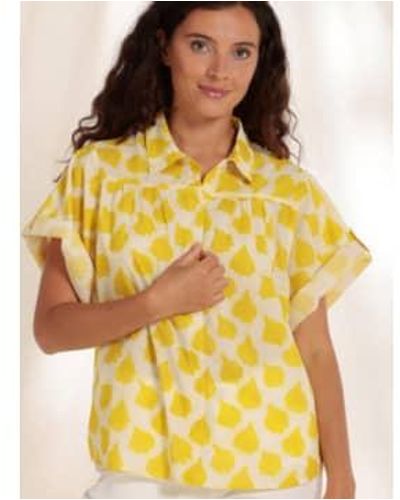 Mat De Misaine Lemon Ginkgo Leaf Print Shirt Cousteau Eur 36 Uk 8 - Yellow