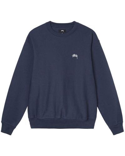 Stussy Navy Stock Logo Crew - Blue