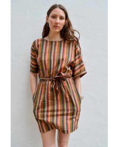 Komodo Green Stripe Dress 1 - Brown
