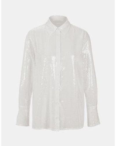 Riani Sequin Button Up Shirt Col 110 Off - Bianco