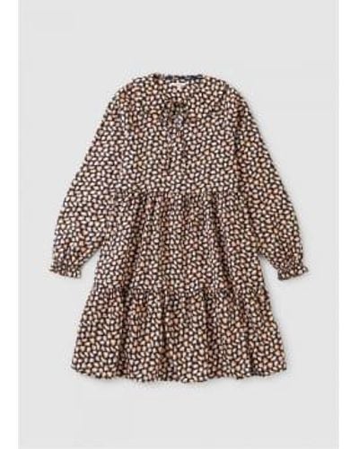 Barbour S Apia Long Sleeve Print Dress With Collar - Brown