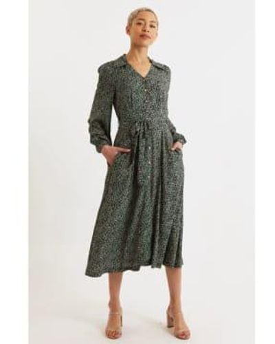 Louche | robe chemise mi-longue à imprimé sugar loria - Vert
