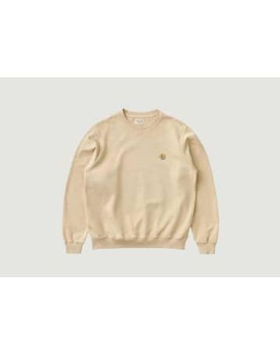 Nudie Jeans Organic Cotton Sweatshirt With Fancy Patch Lasse Sunset Xl - Natural
