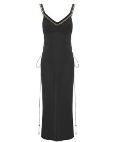 Hayley Menzies Lace Silk Midi Slip Dress M - Black