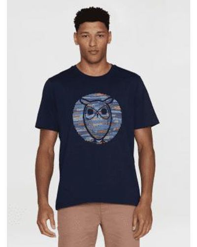 Knowledge Cotton 1010101 Regular Short Sleeve Heavy Single Owl Cross T-shirt Night Sky S - Blue