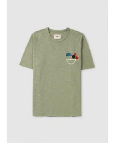 Folk S Slub Embroidered T-shirt - Green