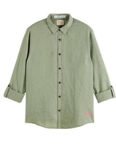 Scotch & Soda Scotch And Soda Army Linen Shirt With Roll Up - Verde