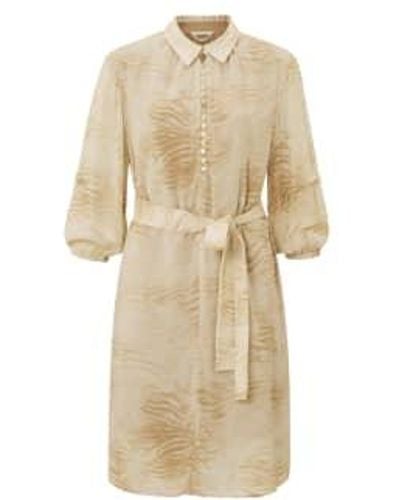 Yaya Summer Sand Dessin Dress With Long Balloon Sleeves And Buttons 34 - Natural