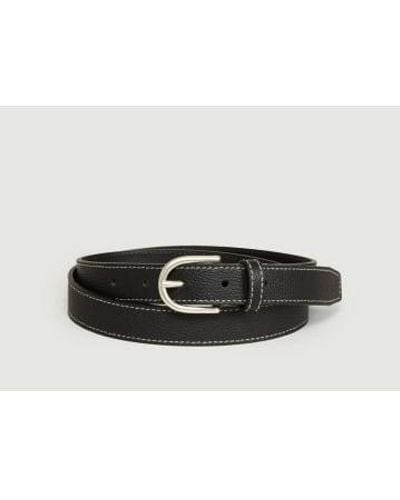 L'Exception Paris Grain Leather Belt 85 Cm - Black