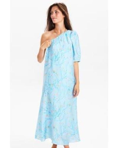 Numph Nuritt One Shoulder Dress In Crystal - Blu