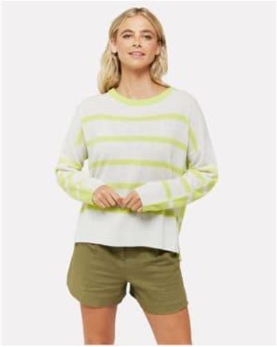 Brodie Cashmere Haze Two Tone Stripe Sweater S - Green
