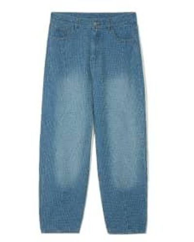 PARTIMENTO Dommages vintage pantalons en jean large - Bleu