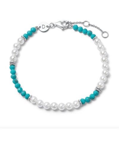 Daisy London Pearl Turquoise Beaded Bracelet - Blu