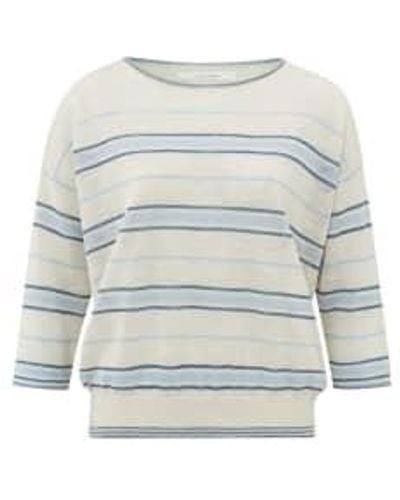 Yaya Striped Jumper With Boatneck And Rib Details - Blue