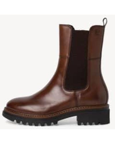 Tamaris Bottes Chelsea en cuir muscat - Marron