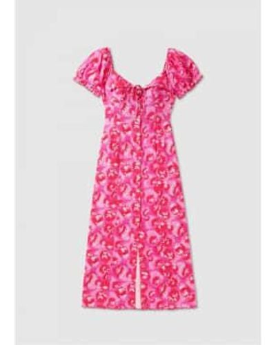 RIXO London Damen Briella Button-Down-Kleid in Sonnenblumen-Fuchsia - Pink