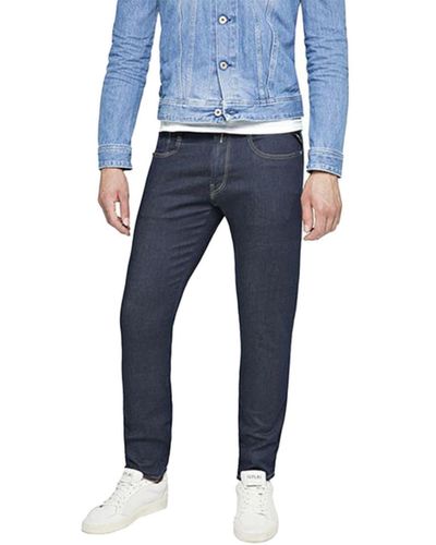 Replay Hyperflex re usó los jeans ajuste Slim usado - Azul