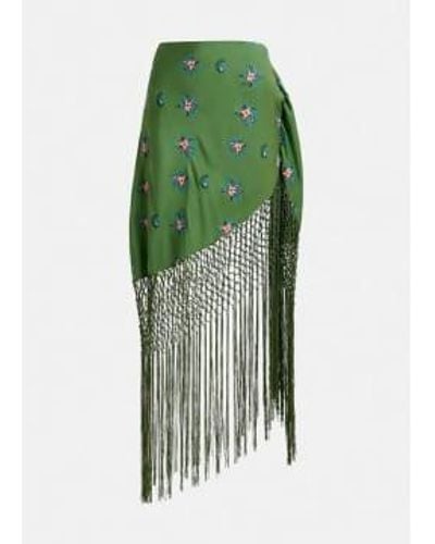 Essentiel Antwerp Fioretto Fringe Skirt 34 - Green