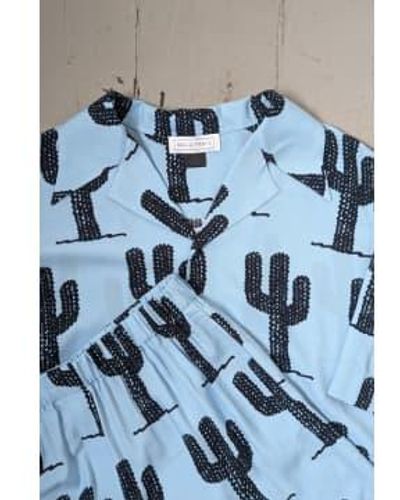 Bella Freud Cactus holiday shirt & shorts set - Blau